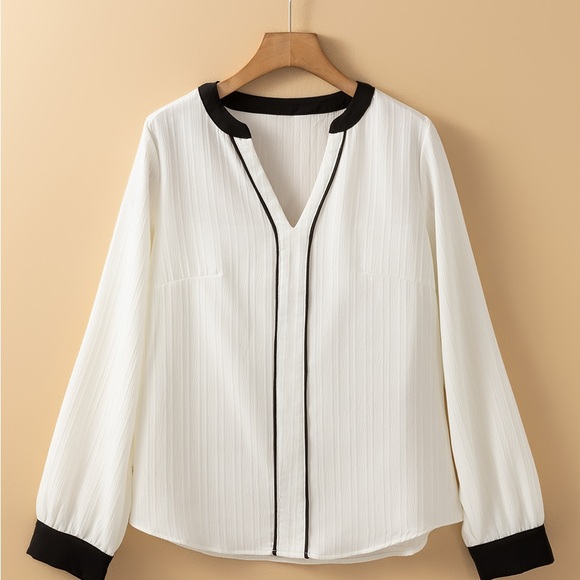 Tops - Elegant White and Black Women's Top